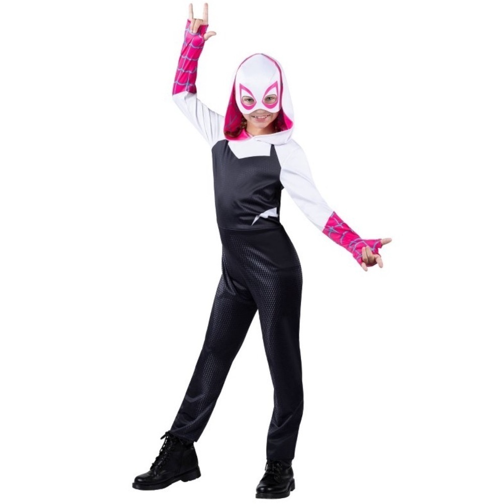 NWT Marvel Ghost Spider Gwen Kid’s Halloween Costume Jumpsuit with Mask Sz M